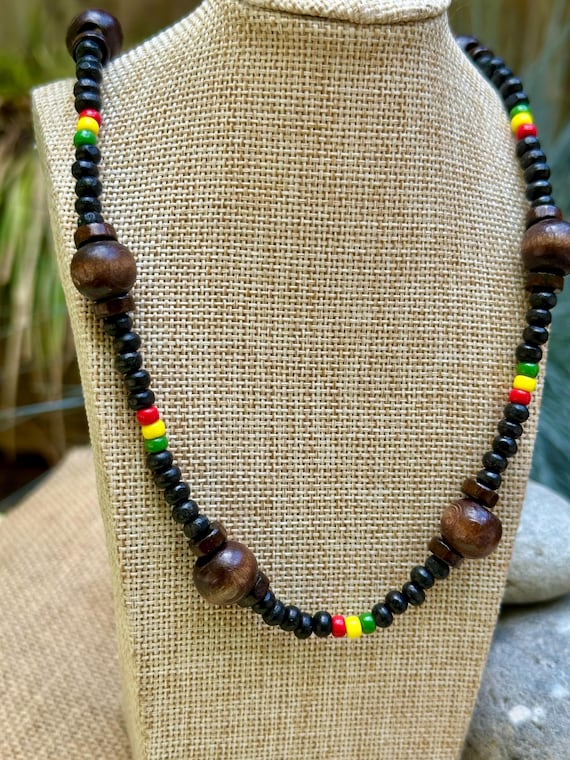 African Beaded Necklace-rastafarian Necklace-reggae Necklace 