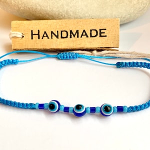 Beaded bracelet-Evil eye bracelet-Blue bracelet-Mens bracelet-Protective bracelet-Turkish eye bracelet-Handmade bracelet-Gift for him