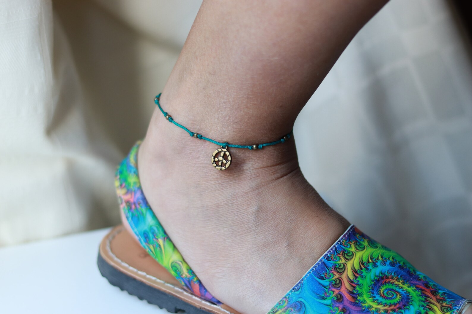 Peace Symbol Ankle Bracelet Hand Made Anklet Etsy UK