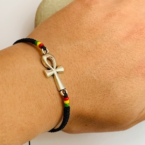 Egyptian Ankh bracelet-Ankh cross-Key of Life bracelet-Reggae bracelet-Rastafarian bracelet-Rastafari bracelet-Handmade bracelet-Reggae