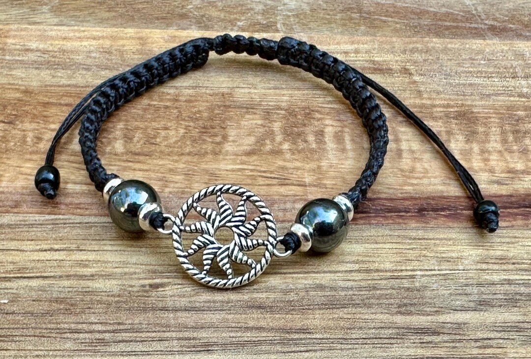 Sun Bracelet-symbol of Power-energy Bracelet-black Bracelet-hematite ...