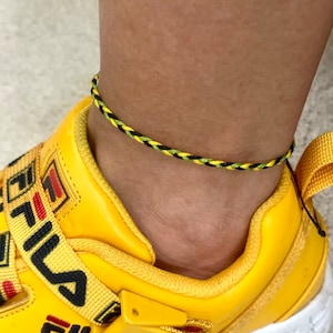 Ankle bracelet-Anklet-Anklet for mens-Anklet for girls-Jamaican colours-Black yellow green-Jamaican style-Hippie anklet-Handmade-Uk