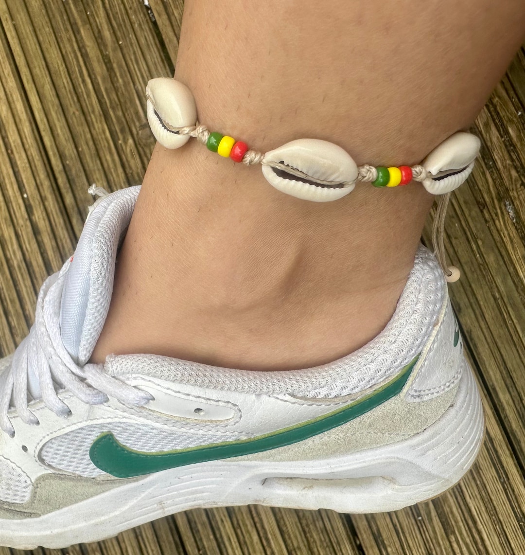 Anklets Rasta Shell Anklet-reggae Anklet-natural Cowrie Shell Anklet-bracelet for ...