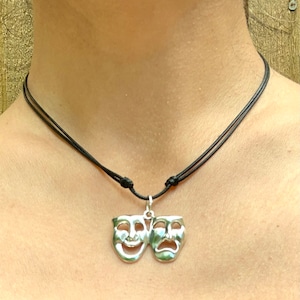 Comedy Tragedy Mask necklace-Drama mask-Theatre mask pendant-Actors-Actress-Happy and sad face mask-Artist-Gift for drama lovers