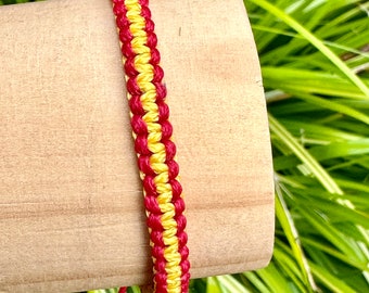 Spanish flag bracelet-Braided bracelet-Waterproof-Red and yellow-Flag of Spain-Braided Spanish flag bracelet-Friendship bracelet-Handmade