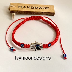 Mano Di Fatima Braccialetto Hamsa Con Occhio Turco Blu - Portafortuna, Protezione Dal Malocchio Hamsa Occhio Blu