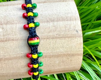 Bracelet de perles-Bracelet reggae-Bracelet rasta-Cadeau pour lui-Cadeau pour elle-Bracelet fait main-Rastaman-Rastafarian-Rastagirl-Hippie-Boho-Homme
