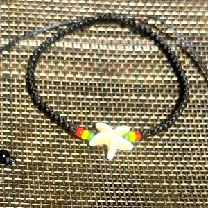 Starfish bracelet-Reggae bracelet-Black string bracelet-Stone star fish bracelet-Bracelet for men-Rastaman-Rastafarian-Handmade-Rasta-Uk image 10