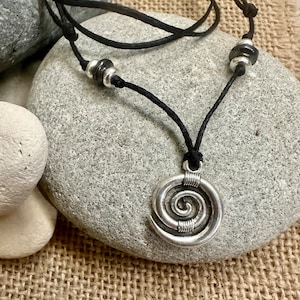 Spiral pendant-Spiral necklace-Necklace for men-Tiny Celtic spiral-Mystical jewellery-Circle of life pendant-Swirl Ethic pendant-Tribal-Uk