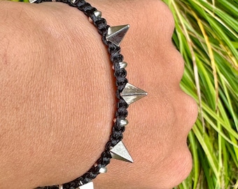 Pyramid spike bracelet-Black bracelet-Spike bracelet-Heavy Metal-Rock-punk-grunge-pride-goth-alternative-emo-mens bracelet-Handmade bracelet