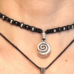 Choker-Black choker-Beaded choker-Spiral choker-Celtic choker-Women choker-Swirl choker-Spiritual-Woman-Uk