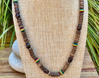 Collana Unisex Surfista In Cocco E Legno - Stile Etnico E Reggae Per Ragazzi - Foto 12