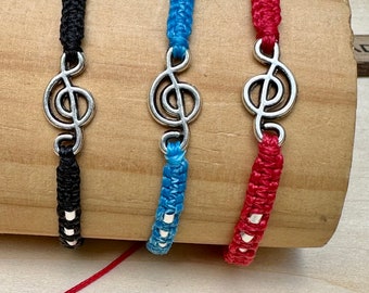 Musiknote Armbänder-Violinschlüssel-Musiknote Charme-Rot, Blau, Schwarz Armband-Musik-Liebhaber-Musik Geschenkidee-Gewebte geknotete Armbänder-Handmade