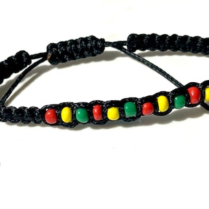 Reggae woven bracelet - Reggae beaded bracelet- Rastafarian bracelet- Reggae colours bracelet- Rasta bracelet- Red yellow green bracelet