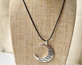 Moon Pendant- Handmade pendant- Tibetan Silver pendant- I love you to the moon and back pendant