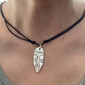 African mask pendant-Tribal necklace-Tiki Mask pendant-Tribal mask necklace-African pendant-Mens necklace-Handmade pendant-Gothic jewellery