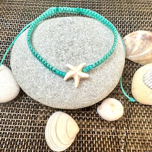 Star fish bracelet-Sea bracelet-Turquoise bracelet-Ivory star fish bracelet-Beach-Ocean-Surf-Handmade-Waterproof bracelet-Uk