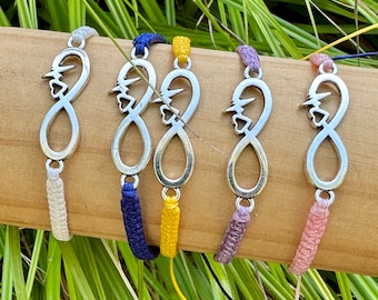 Infinity Heart Charm Bracelet: Adjustable Waxed Cotton Friendship Jewelry