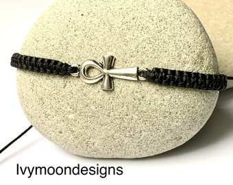 Handgemachte Armband-Ankh Armband-Ankh Kreuz Armband-Ägyptisches Symbol-Altes Ägypten-Schlüssel des Lebens-Herren Armband-Ägyptisches Ankh Kreuz-Lebens Symbol