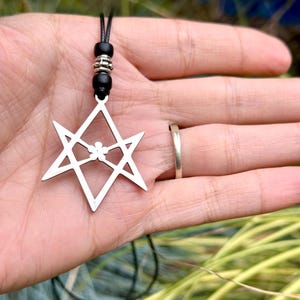 Unicursal Hexagram Pendant Necklace-Thelema Occult Jewelry-Aleister Crowley Symbol-Silver Hexagram Charm-Esoteric Necklace-Witchy gift-Pagan
