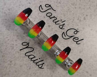 Marble Reggae Press on nails-Reggae colours-Reggae style