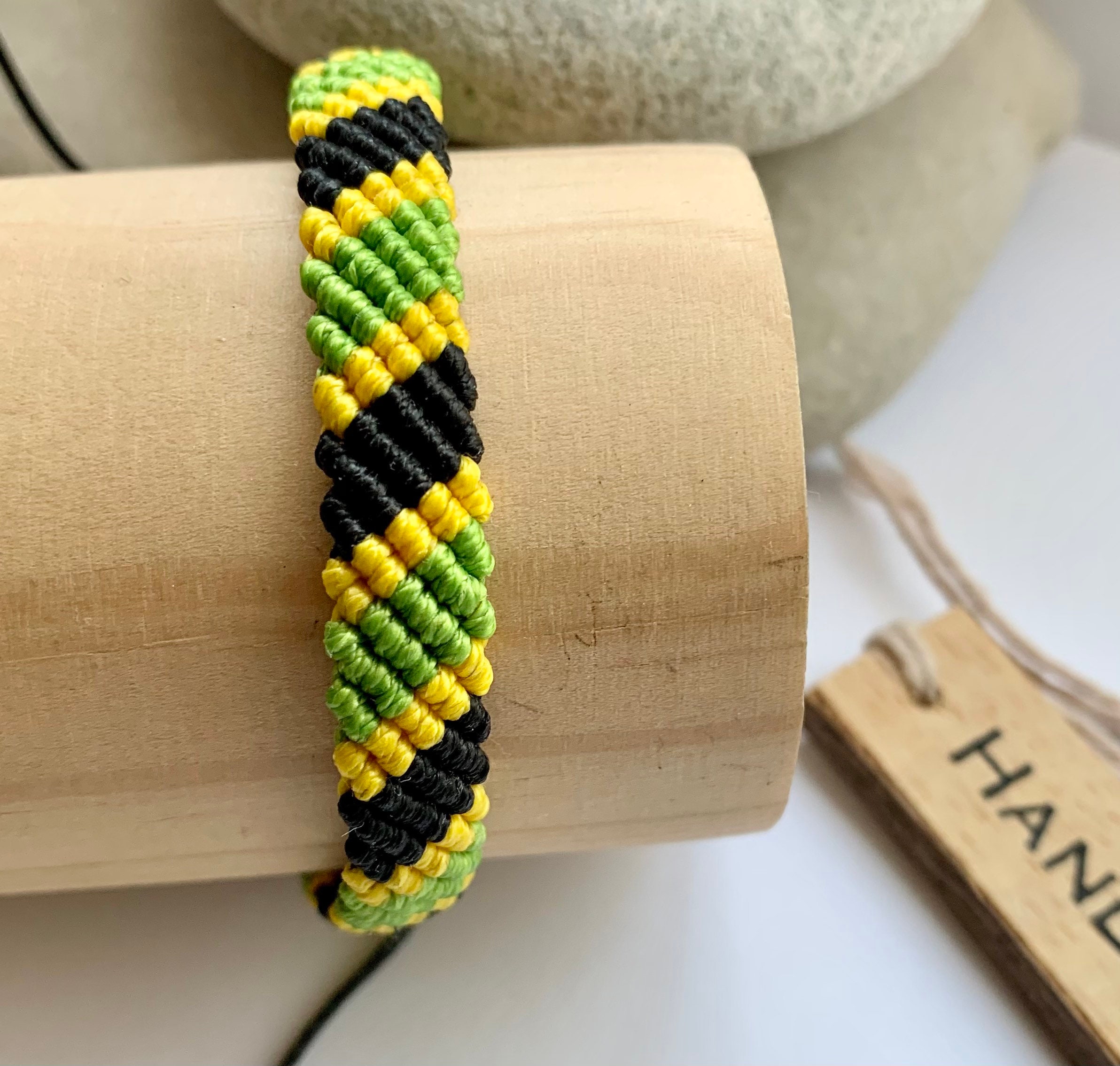 Bracelet Brésilien D'amitié - Couleurs Rasta Jamaïque (vert, Jaune, Rouge) - Tressé Nylon - Unisexe