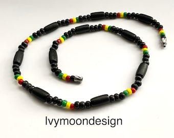 Collar reggae - Collar rastafari - Collar de cuentas - Estilo reggae - Collar para hombre - Collar hecho a mano - Collar rastafari