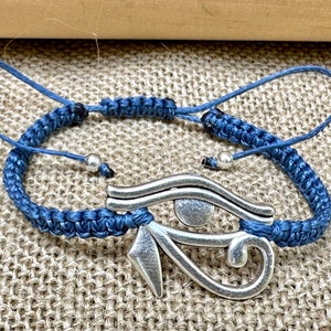 Handmade bracelet-Eye of Horus bracelet-Eye of Ra-Egyptian bracelet-Egyptian Hawk bracelet-God Eye of Horus-Yoga bracelet-Spiritual -Bluesky