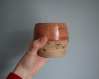 Handmade Floral Pink Ceramic Cup