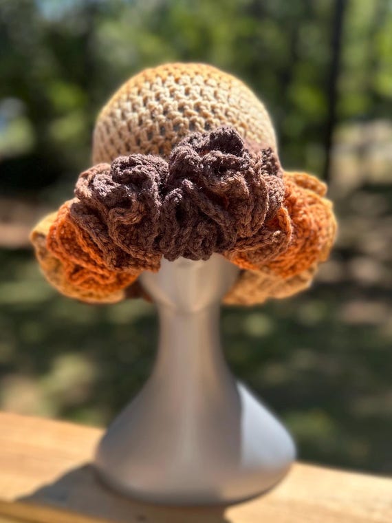 Handmade Crochet Ruffle Bucket Hat - Fall Multicolor - Etsy