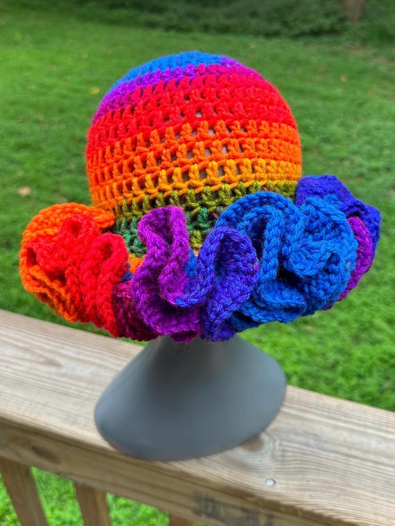 Handcrafted Crochet multi-color ruffle bucket hat Handcrafted Crochet multi-color ruffle bucket hat main image 3