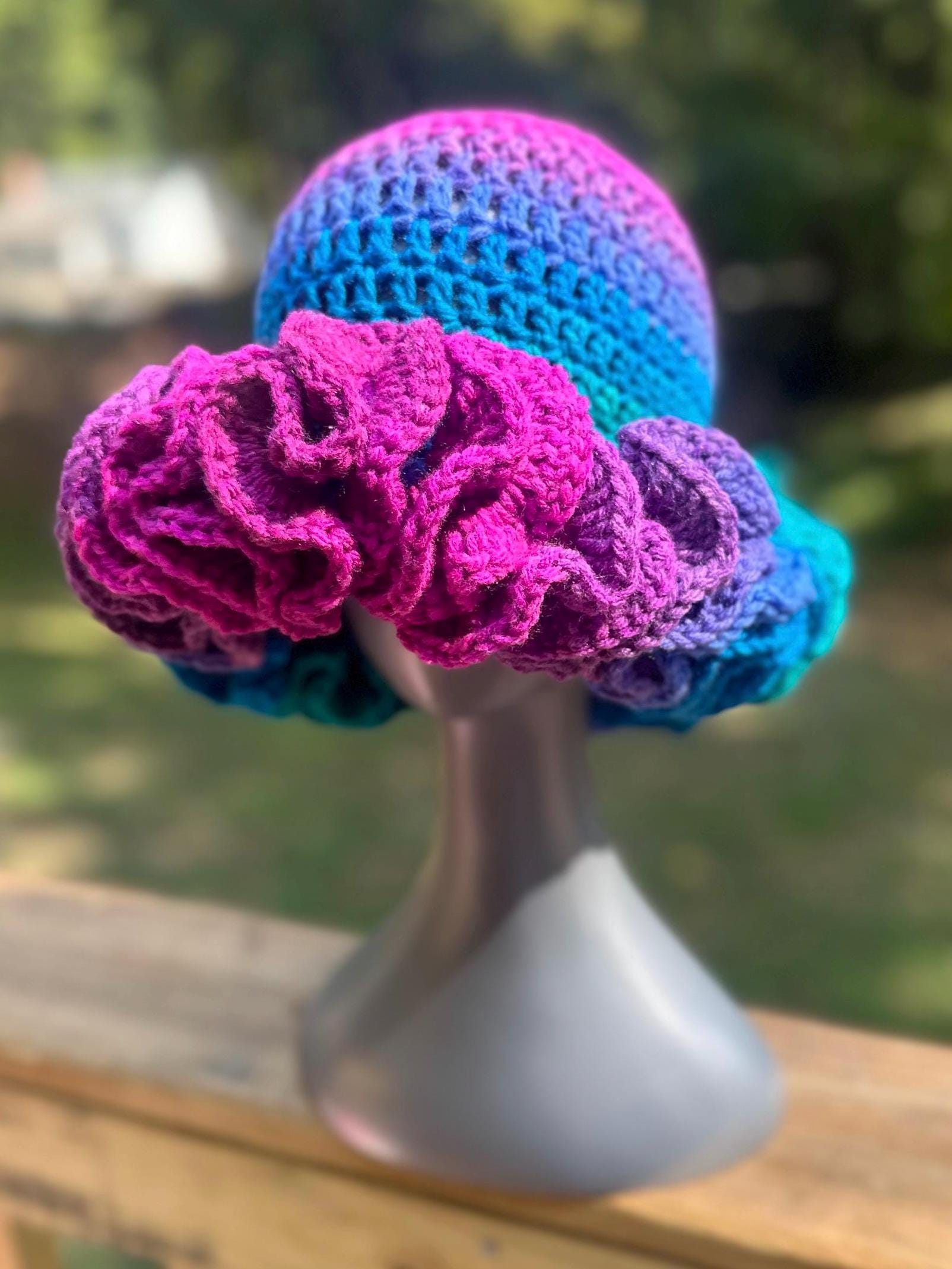 Large Crochet Ruffle Hat - Etsy