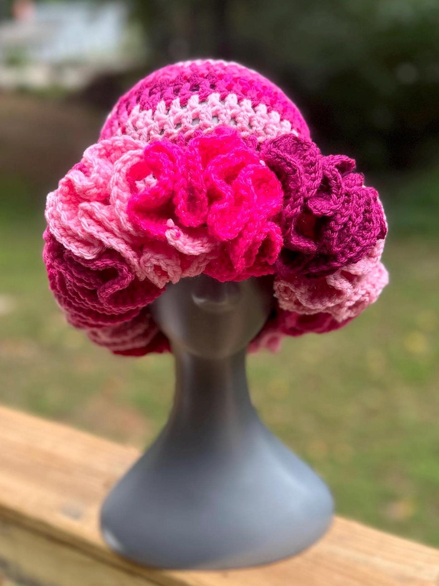 Handmade Crochet Ruffle Bucket Hat - Scrappy Pink - Etsy
