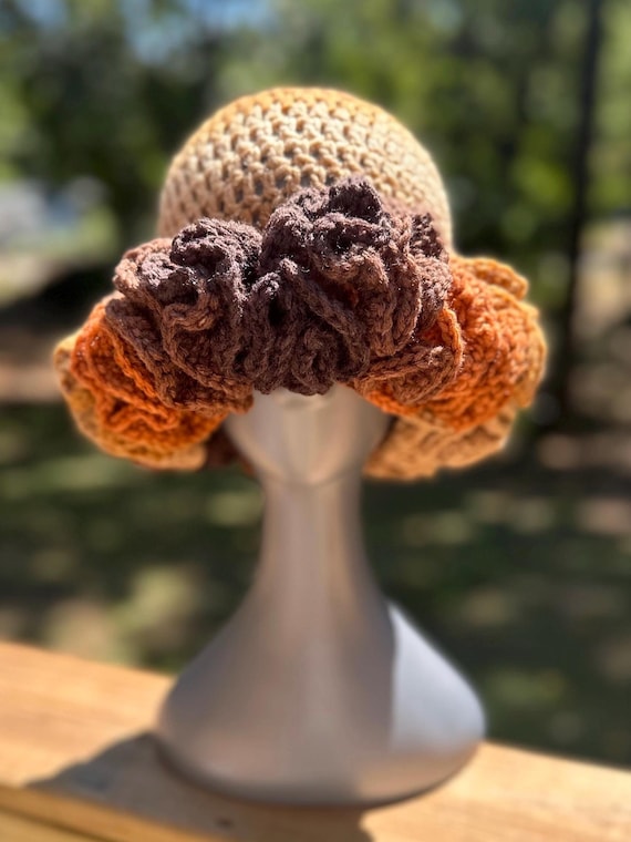 HAND CRAFTED Hat Crochet Bucket Chenille Winter Full Ruffle Red Burgundy Marled il_1080xN.5284079883_ju5d.jpg main image 4