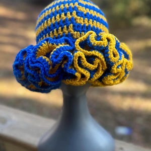 Ruffle Hat Blue and Yellow - Etsy display picture 1