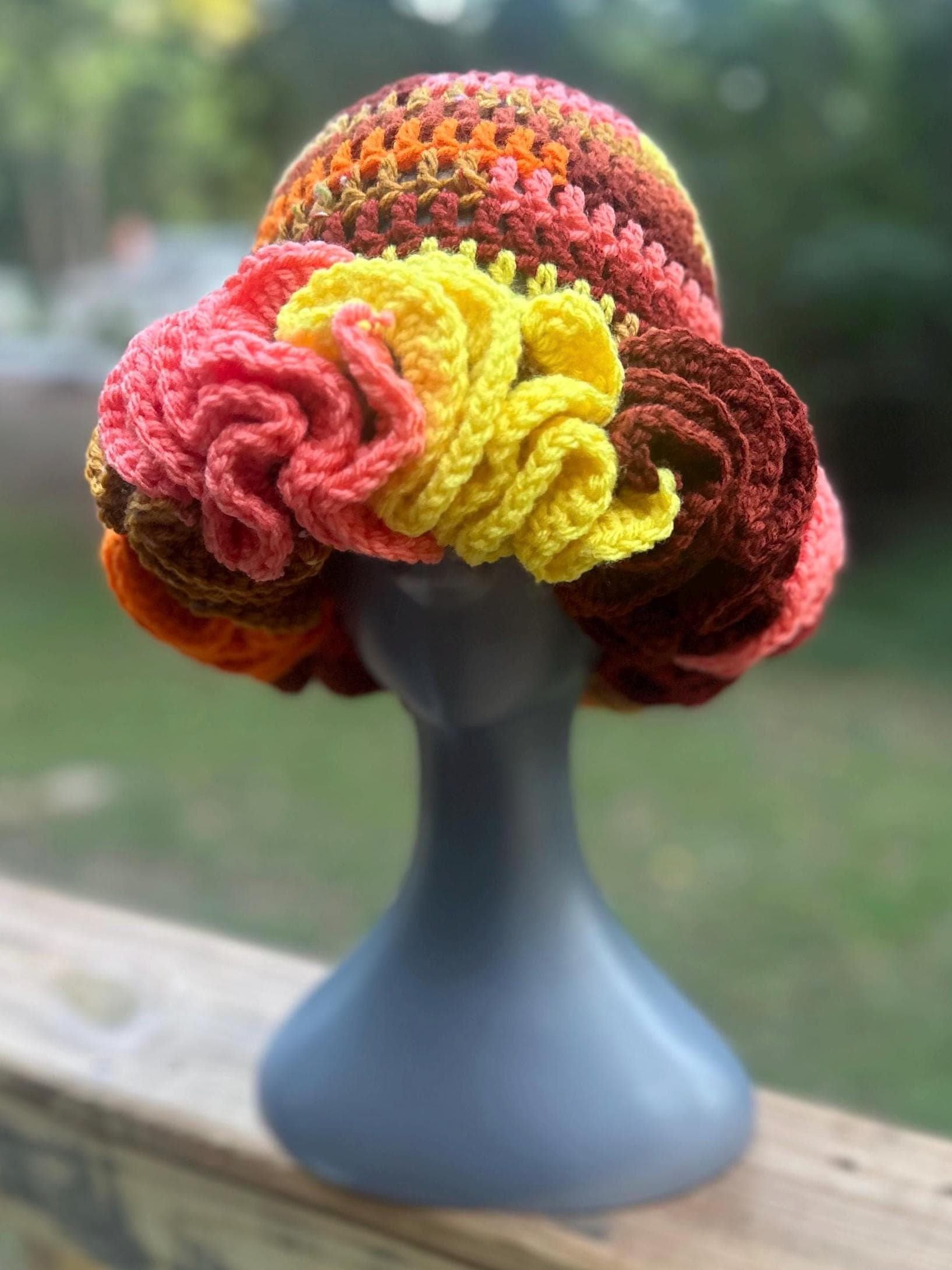 Handmade Crochet Ruffle Bucket Hat: Unique Scrappy Design - Etsy