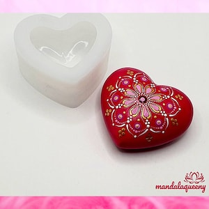 Silicone mold heart, 3 D optics, 8 x 6 cm, mold for heart blank to be creative yourself, dot painting, mandala art