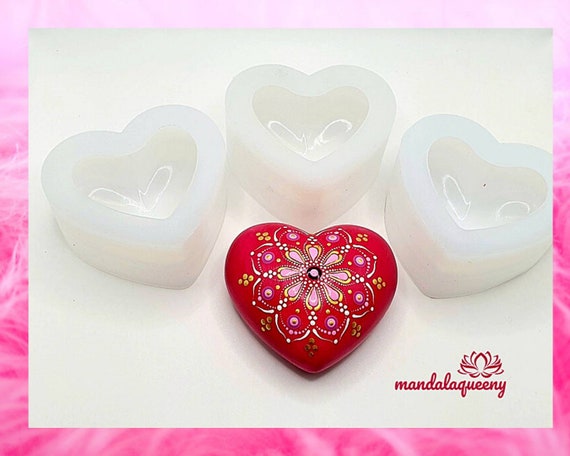 3 Moules Résine Silicone Forme Cœur - Grand Moule Époxy Porte-Cartes Ornements Décoration