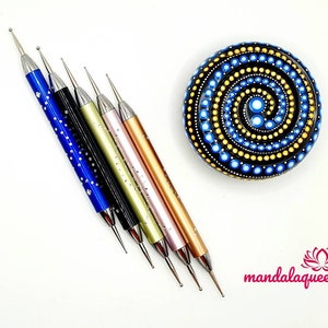 Dotting Tool, Punktierungswerkzeug mit Glitzisteinchen, Steine bemalen, Mandala Art, Dot Painting, Nailart, Mandala Painting Bild 6