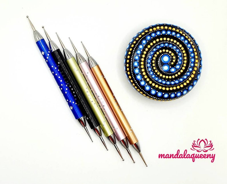 Dotting Tool, Punktierungswerkzeug mit Glitzisteinchen, Steine bemalen, Mandala Art, Dot Painting, Nailart, Mandala Painting Bild 6