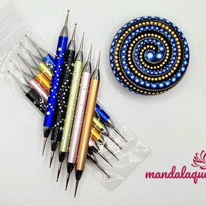 Dotting Tool, Punktierungswerkzeug mit Glitzisteinchen, Steine bemalen, Mandala Art, Dot Painting, Nailart, Mandala Painting Bild 9