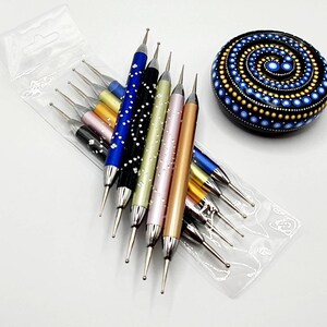 Dotting Tool, Punktierungswerkzeug mit Glitzisteinchen, Steine bemalen, Mandala Art, Dot Painting, Nailart, Mandala Painting Bild 5