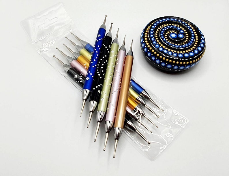 Dotting Tool, Punktierungswerkzeug mit Glitzisteinchen, Steine bemalen, Mandala Art, Dot Painting, Nailart, Mandala Painting Bild 5