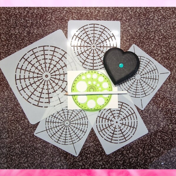 Schablonen 5er Set mit Kreidestift und Kreisschablone für Mandala Punktmalerei, Steine bemalen, Mandala Art, Dot Art Painting