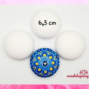 Pezzi grezzi di pietra 6,5 cm set di 3, pittura pietre mandala, pittura dot art, pittura a punti mandala, realizzata in gesso pesante di alta qualità