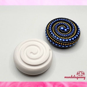 Spirale vuota in pietra 7 cm, pittura pietre mandala, pittura a punti, pittura a punti mandala, pietra in gesso fatta a mano