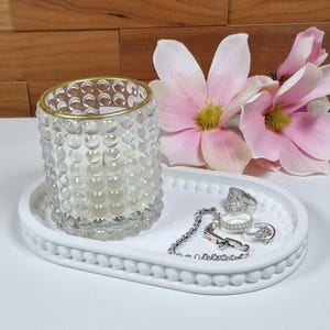 Bandeja ovalada de cerámica esmaltada para joyas y almacenamiento, con borde abombado – cuenco decorativo sólido para personalizar y pintar | Idea de regalo DIY