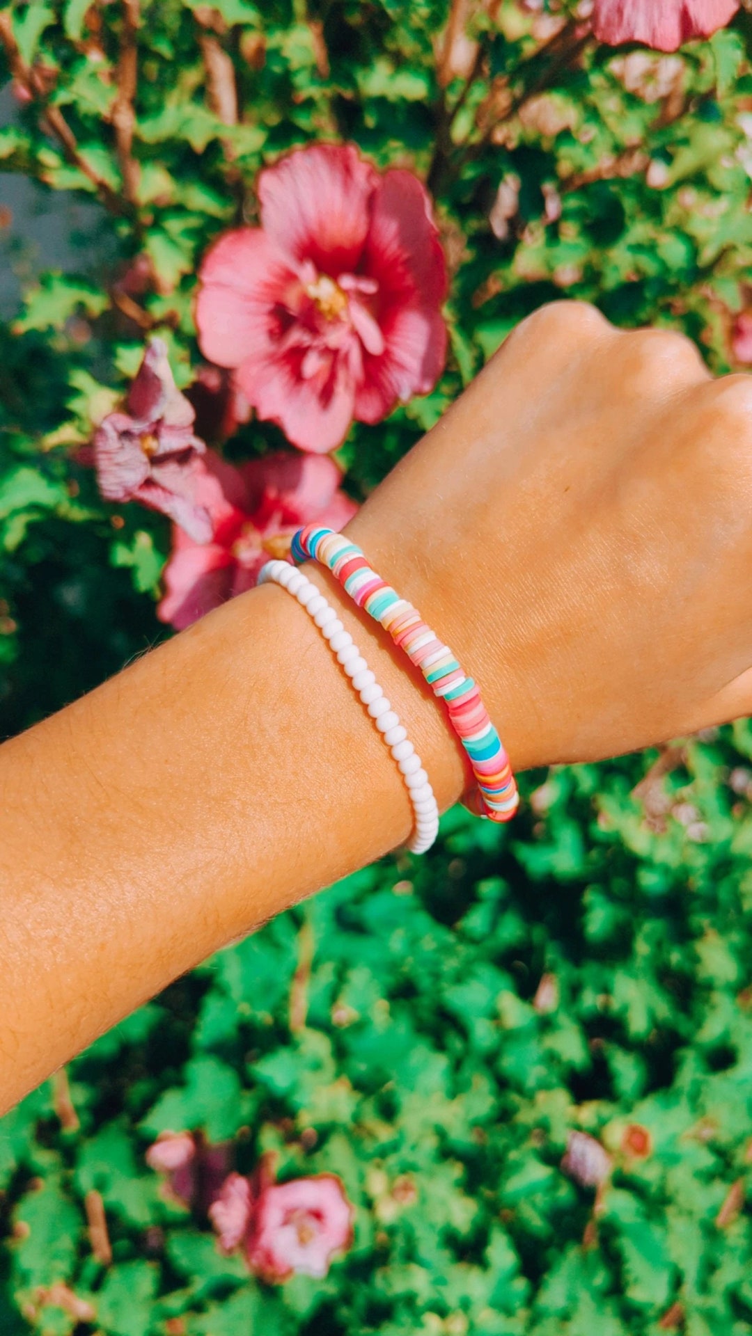 2023 New Cute Color Enamel Rainbow Tile Hand Bracelet Colorful Enameled  Elastic Bead Bracelet jwelry for Women Accessories