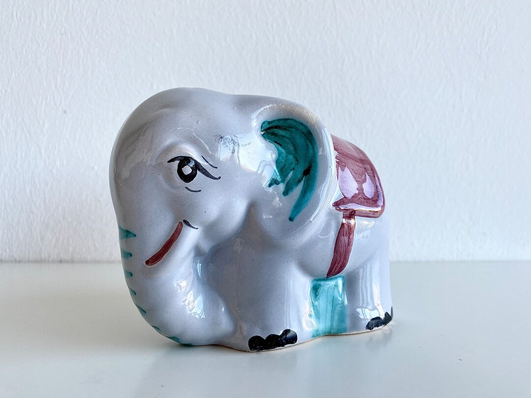 Vintage/ Elephant/ Money Box/ Piggy Bank/ Ceramic/ Jumbo/ Etsy