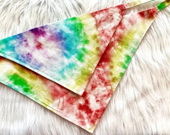 Rainbow Tie-Dye Dog Bandana, Printed Bandana, Tie-Dye Bandana for Dogs, Gifts for Pets, Bandana Dog, Dog Gifts, Dog mom gifts